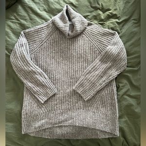 Grey Tunic Sweater with Turtleneck